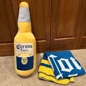 Corona Extra plush stuffed bottle and blanket